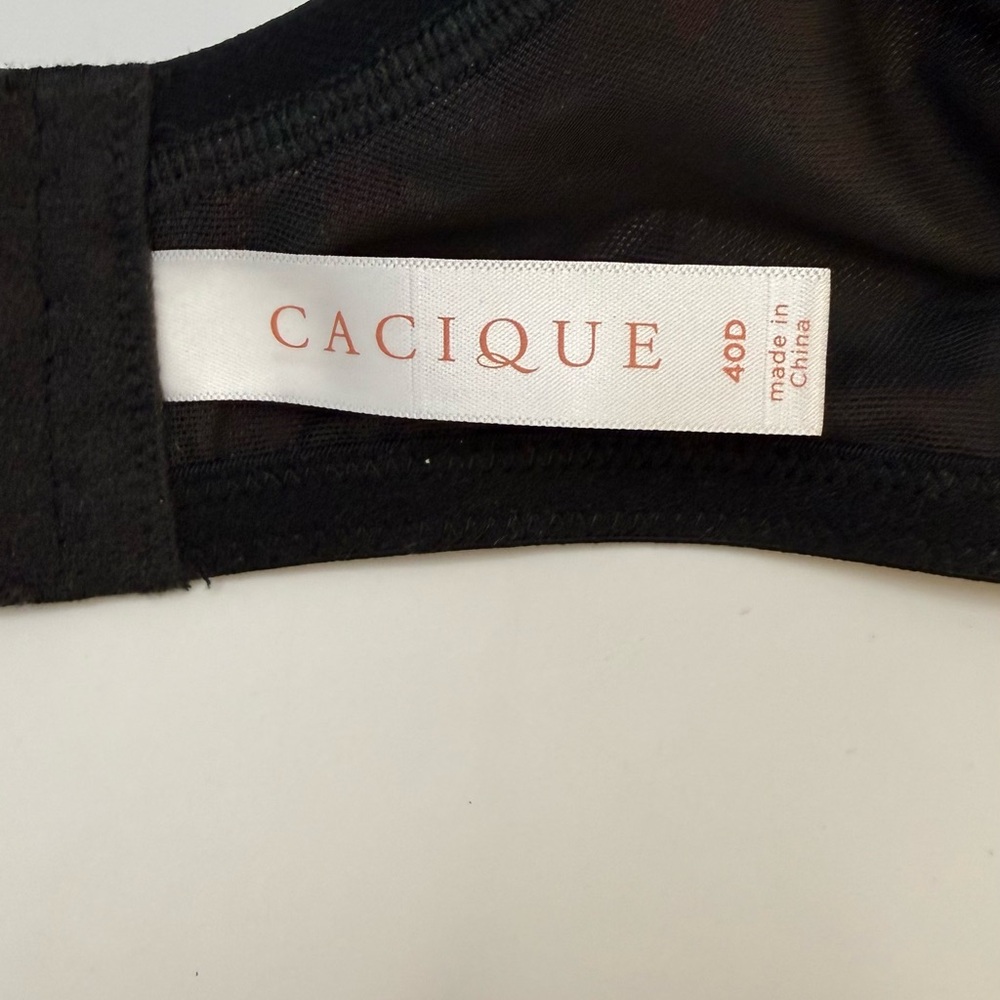 New Cacique Black Bra with Red‎ Floral Design Sz 40D - Picture 13 of 15